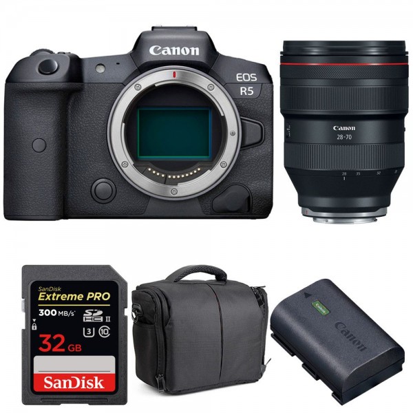 Canon EOS R5 + RF 28-70mm f/2L USM + SanDisk 32GB UHS-II SDXC 300 MB/s + Canon LP-E6NH + Bolsa - Cámara mirrorless-1