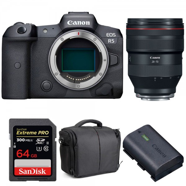 Canon EOS R5 + RF 28-70mm f/2L USM + SanDisk 64GB UHS-II SDXC 300 MB/s + Canon LP-E6NH + Bolsa - Cámara mirrorless|MCZ DIRECT