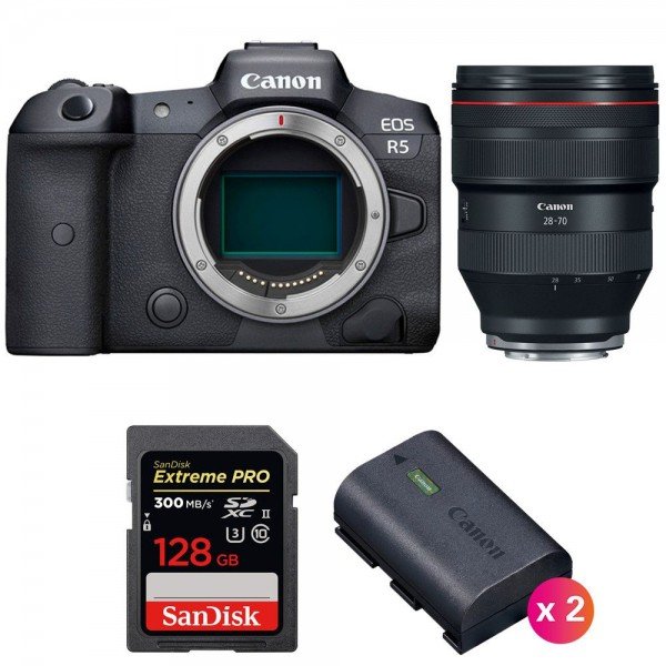 Canon EOS R5 + RF 28-70mm f/2L USM + SanDisk 128GB Extreme PRO UHS-II SDXC 300 MB/s + 2 Canon LP-E6NH - Cámara mirrorless-1