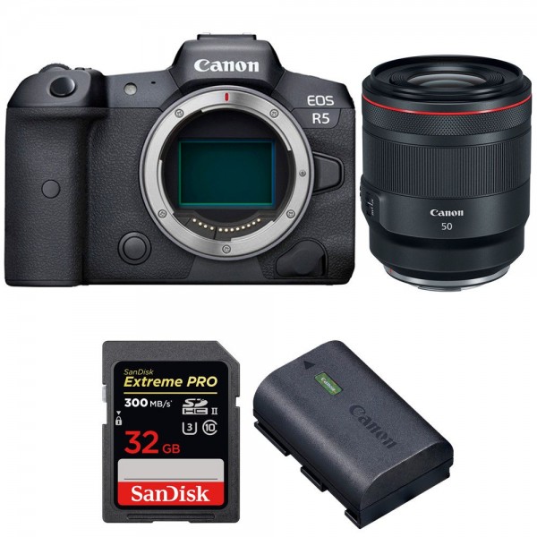 Canon EOS R5 + RF 50mm f/1.2L USM + SanDisk 32GB Extreme PRO UHS-II SDXC 300 MB/s + Canon LP-E6NH - Cámara mirrorless|MCZ DIRECT