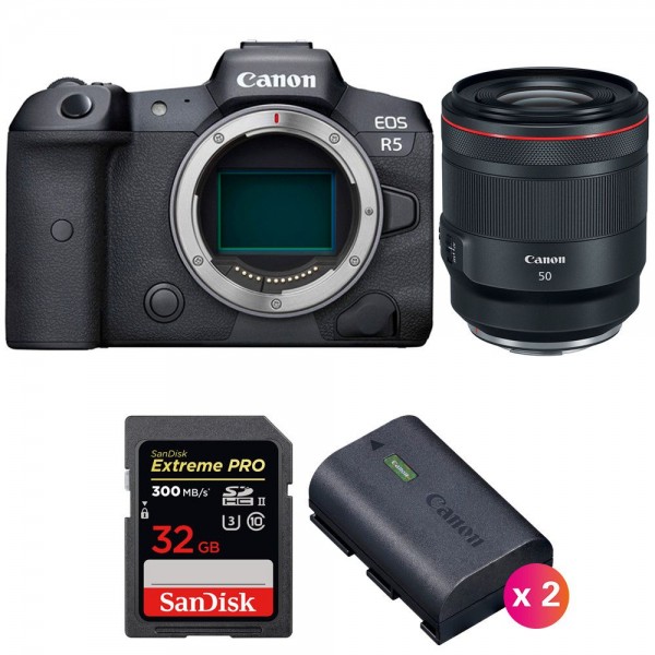 Canon EOS R5 + RF 50mm f/1.2L USM + SanDisk 32GB Extreme PRO UHS-II SDXC 300 MB/s + 2 Canon LP-E6NH|MCZ DIRECT