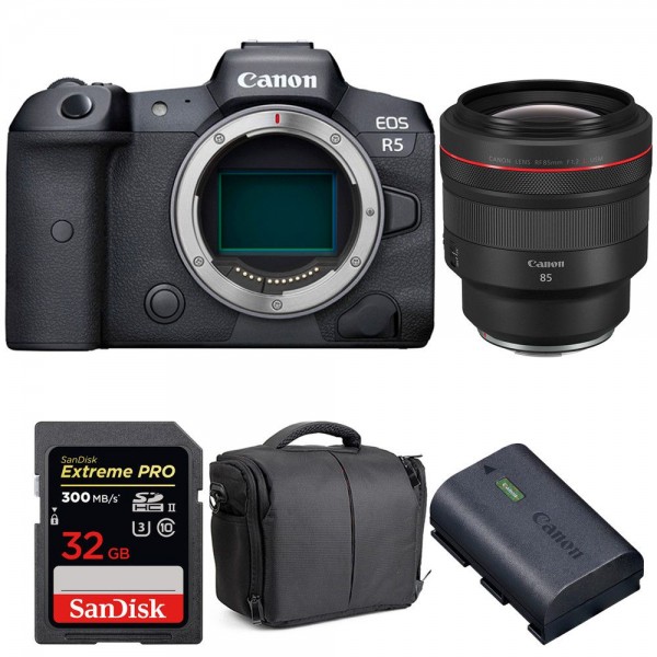 Canon EOS R5 + RF 85mm f/1.2L USM + SanDisk 32GB UHS-II SDXC 300 MB/s + Canon LP-E6NH + Bolsa - Cámara mirrorless|MCZ DIRECT