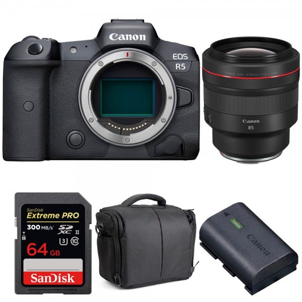 Canon EOS R5 + RF 85mm f/1.2L USM + SanDisk 64GB UHS-II SDXC 300 MB/s + Canon LP-E6NH + Bag|MCZ DIRECT