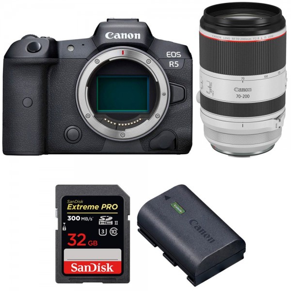 Canon EOS R5 + RF 70-200mm f/2.8L IS USM + SanDisk 32GB Extreme PRO UHS-II SDXC 300 MB/s + Canon LP-E6NH - Cámara mirrorless|MCZ DIRECT