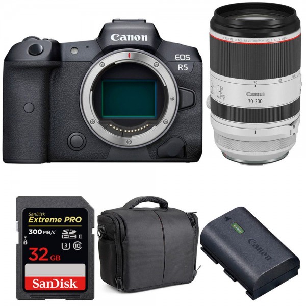 Canon EOS R5 + RF 70-200mm f/2.8L IS USM + SanDisk 32GB UHS-II SDXC 300 MB/s + Canon LP-E6NH + Bolsa - Cámara mirrorless|MCZ DIRECT