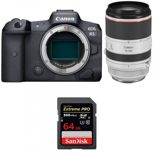 Canon EOS R5 + RF 70-200mm f/2.8L IS USM + SanDisk 64GB Extreme PRO UHS-II SDXC 300 MB/s - Cámara mirrorless|MCZ DIRECT