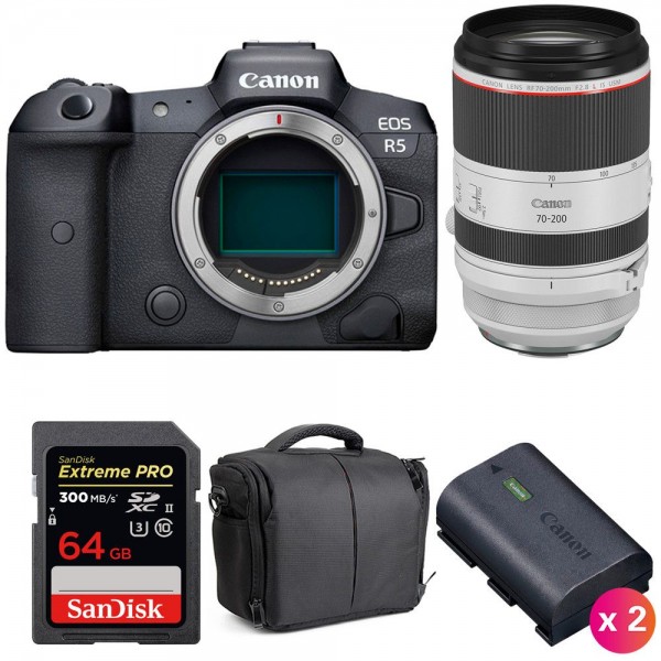 Canon EOS R5 + RF 70-200mm f/2.8L IS USM + SanDisk 64GB UHS-II SDXC 300 MB/s + 2 Canon LP-E6NH + Bolsa - Cámara mirrorless|MCZ DIRECT