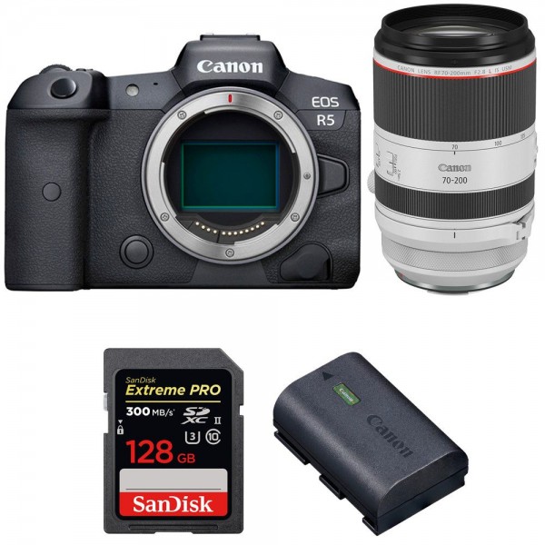 Canon EOS R5 + RF 70-200mm f/2.8L IS USM + SanDisk 128GB Extreme PRO UHS-II SDXC 300 MB/s + Canon LP-E6NH - Cámara mirrorless|MCZ DIRECT