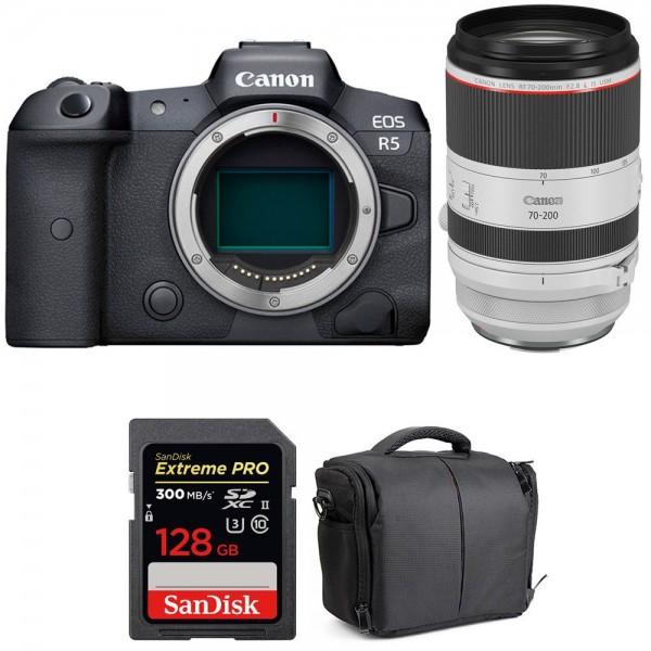 Canon EOS R5 + RF 70-200mm f/2.8L IS USM + SanDisk 128GB Extreme PRO UHS-II SDXC 300 MB/s + Bolsa - Cámara mirrorless-1