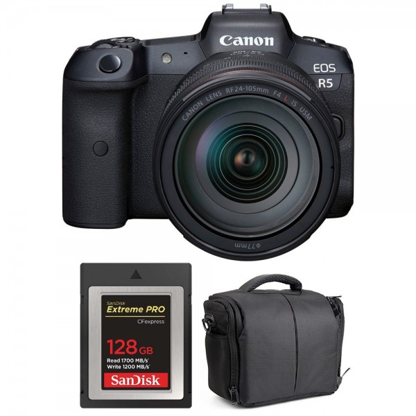 Canon R5 + RF 24-105mm F4L IS USM + SanDisk 128GB Extreme PRO CFexpress Type B + Sac - Appareil Photo Professionnel-1