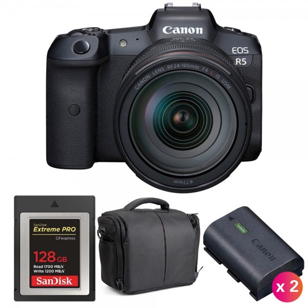 Canon EOS R5 + RF 24-105mm f/4L IS USM + SanDisk 128GB Extreme PRO CFexpress Type B + 2 LP-E6NH + Bag-1