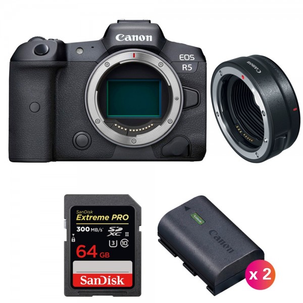 Canon EOS R5 + EF-EOS R + SanDisk 64GB Extreme PRO UHS-II SDXC 300 MB/s + 2 Canon LP-E6NH|MCZ DIRECT