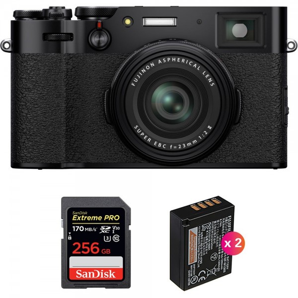 Fujifilm X100V Black + SanDisk 256GB Extreme Pro UHS-I SDXC 170 MB/s + 2 Fujifilm NP-W126S-1