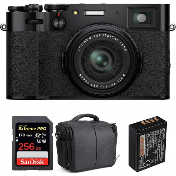 Fujifilm X100V Negro + SanDisk 256GB Extreme Pro UHS-I SDXC 170 MB/s + Fujifilm NP-W126S + Bolsa - Cámara compacta|MCZ DIRECT