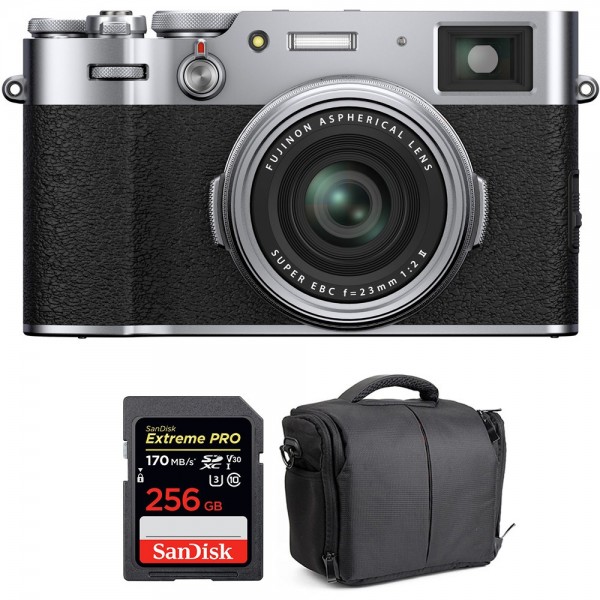 Fujifilm X100V Silver + SanDisk 256GB Extreme Pro UHS-I SDXC 170 MB/s + Sac - Appareil Compact Expert|MCZ DIRECT