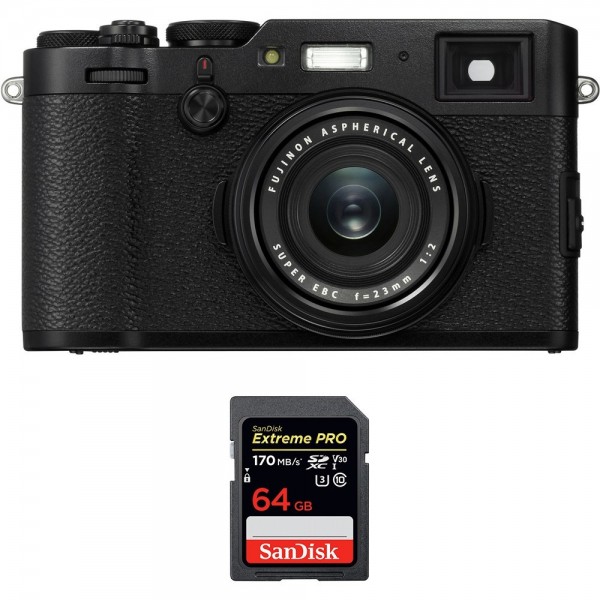 Fujifilm X100F Negro + SanDisk 64GB Extreme Pro UHS-I SDXC 170 MB/s - Cámara compacta|MCZ DIRECT