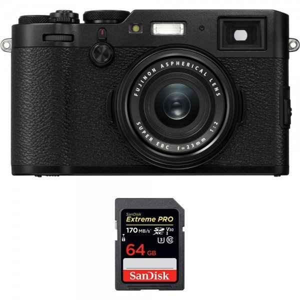 Fujifilm X100F Noir + SanDisk 64GB Extreme Pro UHS-I SDXC 170 MB/s - Appareil Compact Expert|MCZ DIRECT