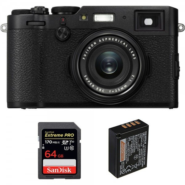 Fujifilm X100F Noir + SanDisk 64GB Extreme Pro UHS-I SDXC 170 MB/s + Fujifilm NP-W126S - Appareil Compact Expert|MCZ DIRECT