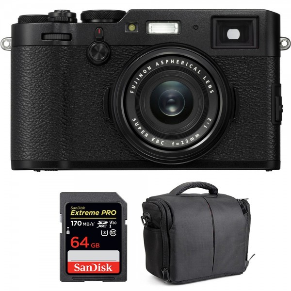 Fujifilm X100F Negro + SanDisk 64GB Extreme Pro UHS-I SDXC 170 MB/s + Bolsa - Cámara compacta-1