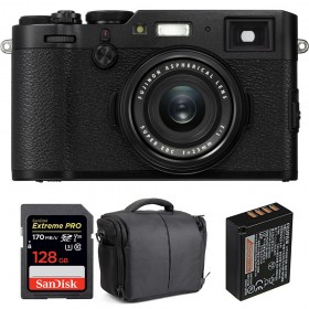 Appareil photo Compact Fujifilm X100F Noir + SanDisk 128GB Extreme Pro UHS-I SDXC 170 MB/s + Fujifilm NP-W126S + Sac-1