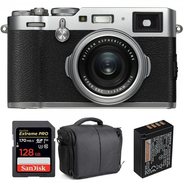 Fujifilm X100F Silver + SanDisk 128GB Extreme Pro UHS-I SDXC 170 MB/s + Fujifilm NP-W126S + Sac - Appareil Compact Expert|MCZ DIRECT