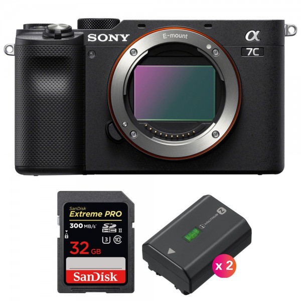 Sony A7C Cuerpo Negro + SanDisk 32GB Extreme PRO UHS-II SDXC 300 MB/s + 2 Sony NP-FZ100 - Cámara mirrorless|MCZ DIRECT