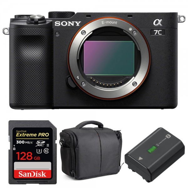 Sony A7C Cuerpo Negro + SanDisk 128GB Extreme PRO UHS-II SDXC 300 MB/s + Sony NP-FZ100 + Bolsa - Cámara mirrorless-1