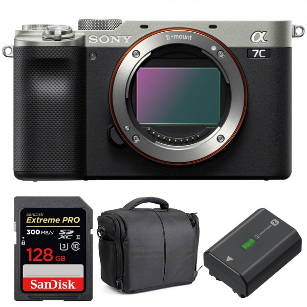 Sony A7C Nu Silver + SanDisk 128GB Extreme PRO UHS-II SDXC 300 MB/s + Sony NP-FZ100 + Sac - Appareil Photo Hybride|MCZ DIRECT