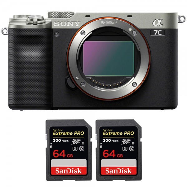 Appareil photo hybride Sony A7C Nu Silver + 2 SanDisk 64GB Extreme PRO UHS-II SDXC 300 MB/s-1