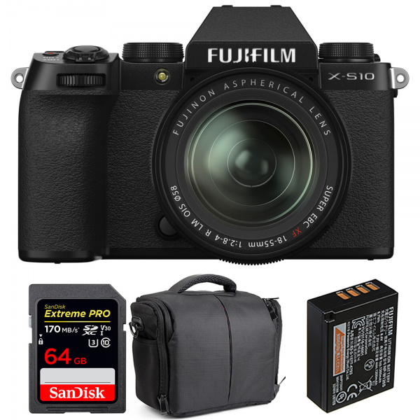 Fujifilm X-S10 ( XS10 ) + XF 18-55mm f/2.8-4 R LM OIS + SanDisk 64GB Extreme Pro UHS-I SDXC 170 MB/s + Fujifilm NP-W126S + Bolsa