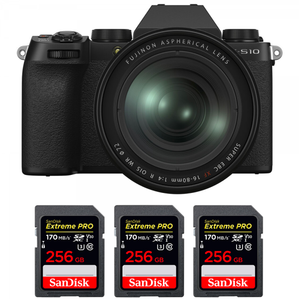 Fujifilm X-S10 + XF 16-80 F/4 WR + 3 SanDisk 256GB Extreme Pro UHS-I SDXC 170 MB/s|MCZ DIRECT