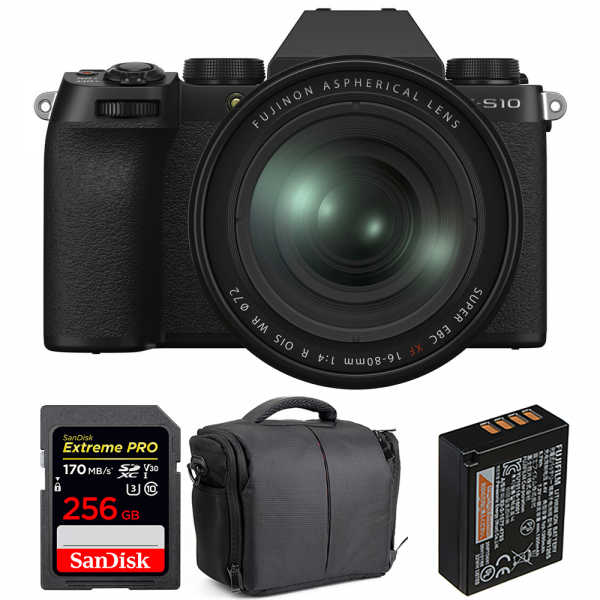 Fujifilm X-S10 + XF 16-80 F/4 WR + SanDisk 256GB Extreme Pro UHS-I SDXC 170 MB/s + Fujifilm NP-W126S  + Camera Bag|MCZ DIRECT