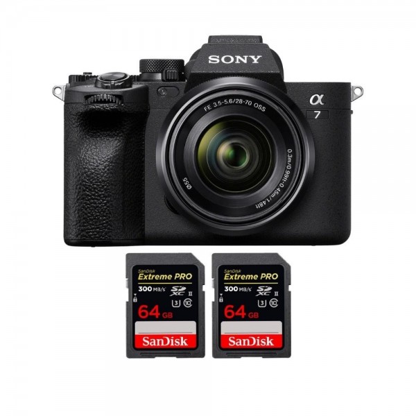 Sony A7 IV + FE 28-70mm F3.5-5.6 OSS + 2 SanDisk 64GB Extreme PRO UHS-II SDXC 300 MB/s - Cámara mirrorless|MCZ DIRECT