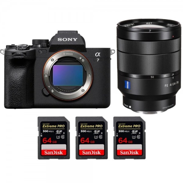 Sony A7 IV + FE 24-70mm f/4 ZA OSS + 3 SanDisk 64GB Extreme PRO UHS-II SDXC 300 MB/s - Cámara mirrorless|MCZ DIRECT