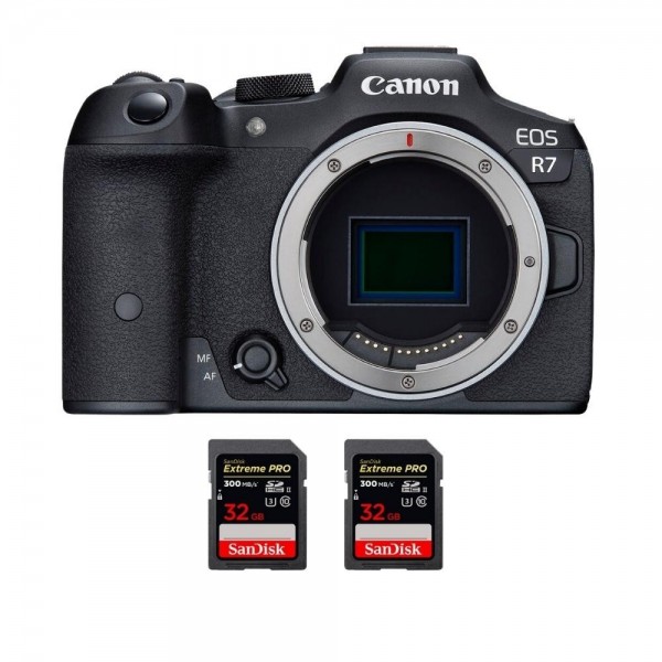 Canon EOS R7 + 2 SanDisk 32GB Extreme PRO UHS-II SDXC 300 MB/s - Appareil Photo Hybride|MCZ DIRECT