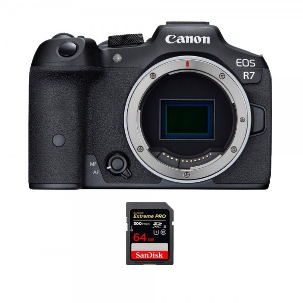 Canon EOS R7 + 1 SanDisk 64 GB Extreme PRO UHS-II SDXC 300 MB/s - Cámara mirrorless|MCZ DIRECT