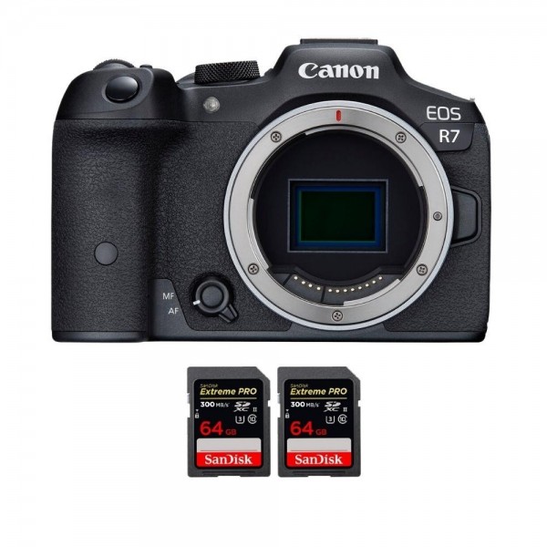 Canon EOS R7 + 2 SanDisk 64GB Extreme PRO UHS-II SDXC 300 MB/s - Appareil Photo Hybride|MCZ DIRECT