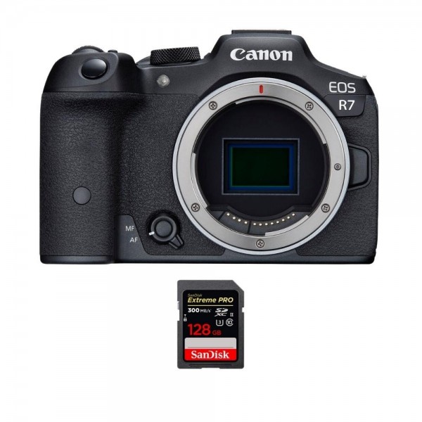 Canon EOS R7 + 1 SanDisk 128GB Extreme PRO UHS-II SDXC 300 MB/s - Cámara Híbrida|MCZ DIRECT