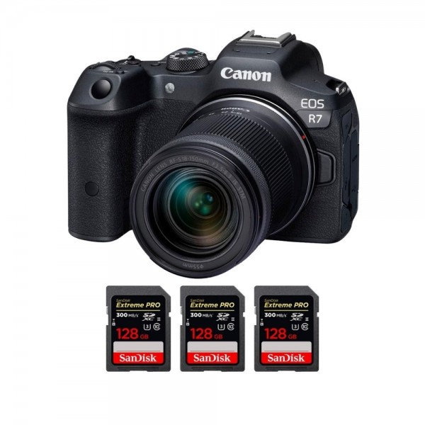 Canon EOS R7 + RF-S 18-150mm STM + 3 SanDisk 128GB Extreme PRO UHS-II SDXC 300 MB/s - Appareil Photo Hybride|MCZ DIRECT