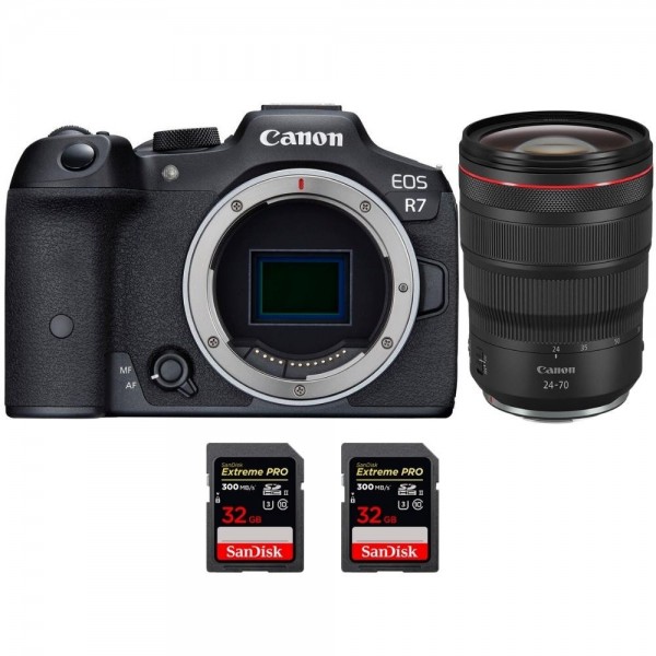 Canon EOS R7 + RF 24-70 mm F2.8 L IS USM + 2 SanDisk 32 GB Extreme PRO UHS-II SDXC 300 MB/s - Dispositivo fotográfico híbrido-1