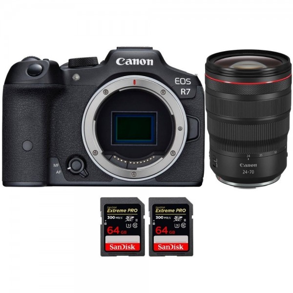 Canon EOS R7 + RF 24-70mm F2.8 L IS USM + 2 SanDisk 64GB Extreme PRO UHS-II SDXC 300 MB/s - Dispositivo fotográfico híbrido-1