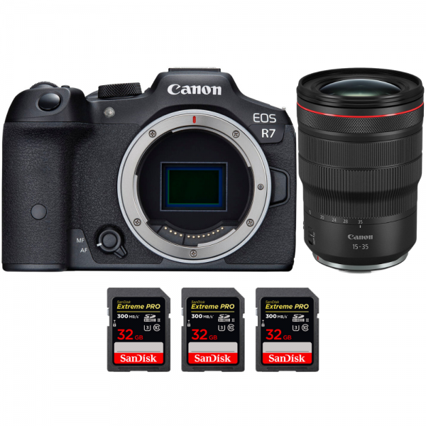 Canon EOS R7 + RF 15-35 mm F2.8 L IS USM + 3 SanDisk 32 GB Extreme PRO UHS-II SDXC 300 MB/s - Cámara mirrorless|MCZ DIRECT