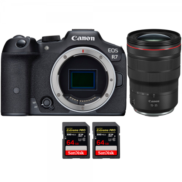 Canon EOS R7 + RF 15-35 mm F2.8 L IS USM + 2 SanDisk 64 GB Extreme PRO UHS-II SDXC 300 MB/s - Dispositivo fotográfico híbrido-1