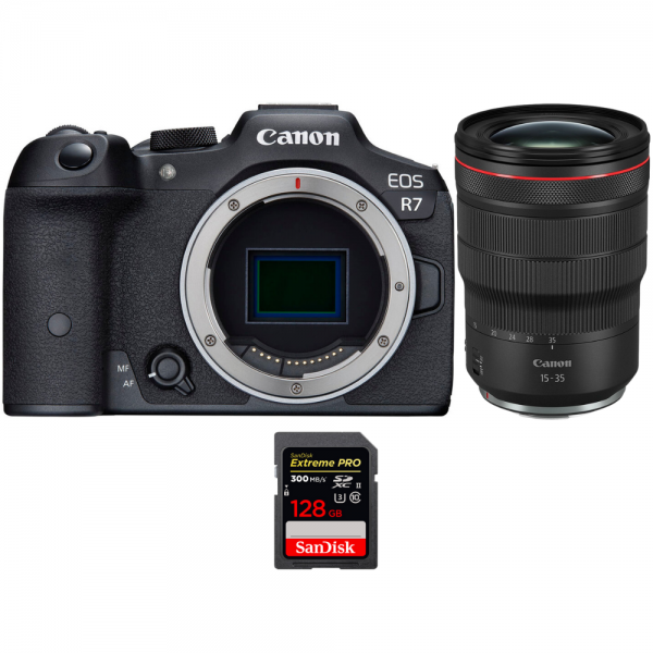 Canon EOS R7 + RF 15-35mm F2.8 L IS USM + 1 SanDisk 128GB Extreme PRO UHS-II SDXC 300 MB/s - Appareil Photo Hybride|MCZ DIRECT