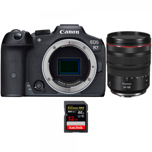 Canon EOS R7 + RF 24-105 mm F4 L IS USM + 1 SanDisk 32 GB Extreme PRO UHS-II SDXC 300 MB/s - Dispositivo fotográfico híbrido-1