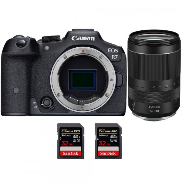 Canon EOS R7 + RF 24-240 mm F4-6,3 IS USM + 2 SanDisk 32 GB Extreme PRO UHS-II SDXC 300 MB/s - Dispositivo fotográfico híbrido-1