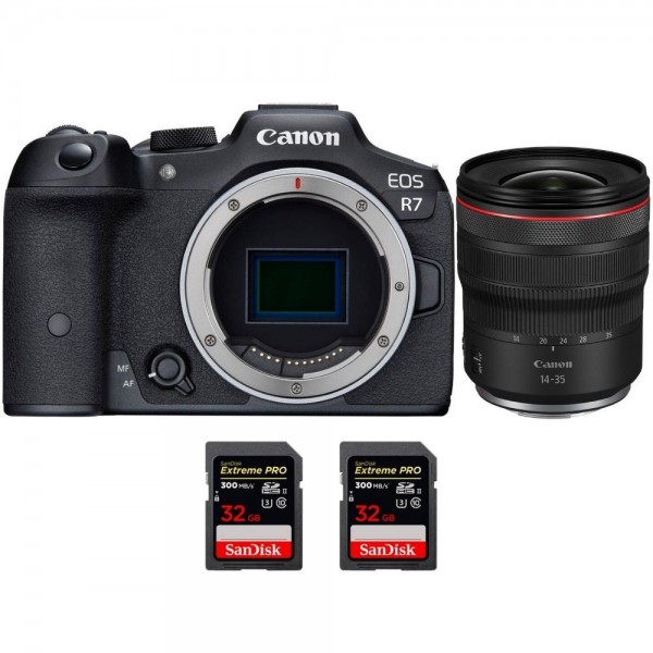 Canon EOS R7 + RF 14-35 mm F4 L IS USM + 2 SanDisk 32 GB Extreme PRO UHS-II SDXC 300 MB/s - Dispositivo fotográfico híbrido-1