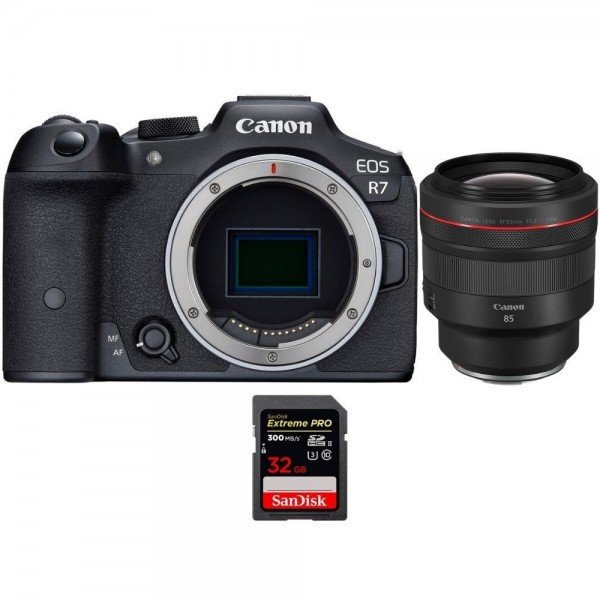 Canon EOS R7 + RF 85mm F1.2 L USM + 1 SanDisk 32GB Extreme PRO UHS-II SDXC 300 MB/s - Cámara mirrorless|MCZ DIRECT