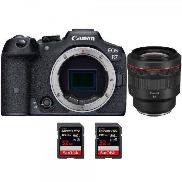 Canon EOS R7 + RF 85 mm F1.2 L USM + 2 SanDisk 32 GB Extreme PRO UHS-II SDXC 300 MB/s - Dispositivo fotográfico híbrido-1