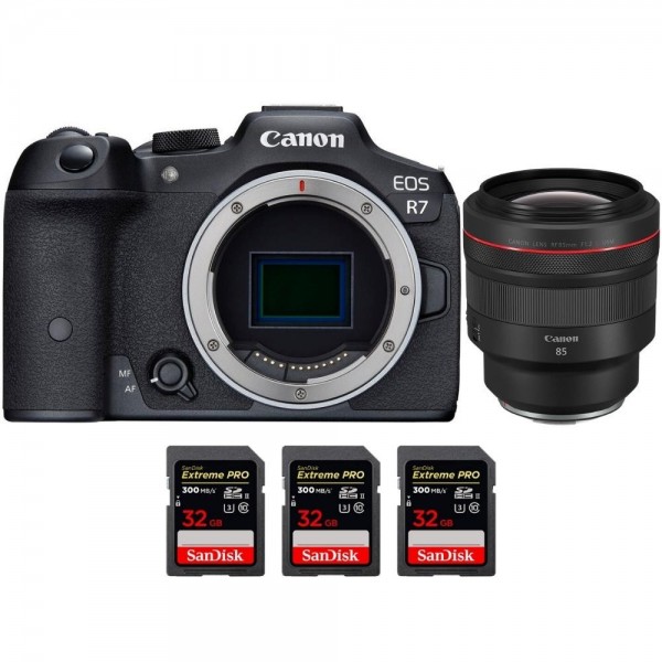 Canon EOS R7 + RF 85 mm F1.2 L USM + 3 SanDisk 32 GB Extreme PRO UHS-II SDXC 300 MB/s - Dispositivo fotográfico híbrido-1